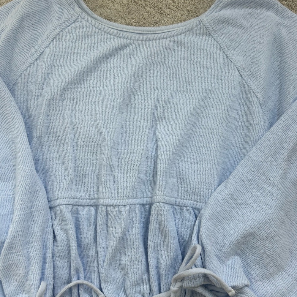 Aerie Soft Blue Long Sleeve Cropped Sweatshirt